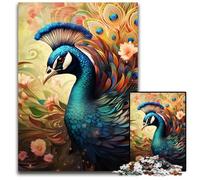 1000Pc Adults Jigsaw Puzzle Colorful Art Peacock Wooden Jigsaw Puzzles for Teenagers & Teens, Ideal Birthday 50x75CM/19.68x29.52inch