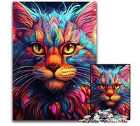 1000Pc Adults Jigsaw Puzzle Colorful Art Psychedelic Cat Puzzles for Adults Educational Toy for Teenagers, Home Office Decor 26X38CM/10.23x14.96inch
