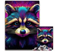 1000Pc Adults Jigsaw Puzzle Colorful Art Raccoon Puzzles for Adults Creative Family Game & Home Decor, for Teenagers 26X38CM/10.23x14.96inch