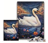1000Pc Adults Jigsaw Puzzle Colorful Art Swan Difficult Puzzles for Adults 50x75 cm Brain Challenge Gift, Educational Activity for Teenagers