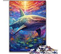 1000Pc Adults Jigsaw Puzzle Colorful Art Whale Shark Jigsaw Puzzles for Adults Perfect for Halloween, Christmas, Birthday Gift 26x38cm