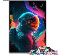 1000Pc Adults Jigsaw Puzzle Colorful Astronaut Made of Wood, Fun Activity for at Home 50x75cm DIY Art Decor