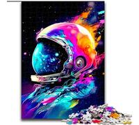 1000Pc Adults Jigsaw Puzzle Colorful Astronaut Made of Wood, Fun Activity for at Home 50x75cm DIY Art Decor