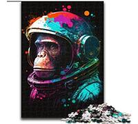 1000Pc Adults Jigsaw Puzzle Colorful Astronaut Monkey Made of Wood, for Parents, Lovers, Friends - Age 14+ 50x75cm for Birthday Holiday Christmas