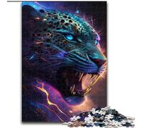 1000Pc Adults Jigsaw Puzzle Colorful Black Leopard Made of Wood, for Parents, Lovers, Friends - Age 14+ 50x75cm for Birthday Holiday Christmas