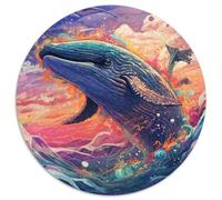 1000Pc Adults Jigsaw Puzzle Colorful Blue Whale Round Cardboard Puzzles Suitable for Birthdays,Halloween,Thanksgiving,Easter (67.5x67.5cm)