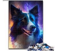 1000Pc Adults Jigsaw Puzzle Colorful Border Collie cardboard Jigsaw Puzzles DIY Home Decor Brain Teaser Game for Teenagers size 38x26cm