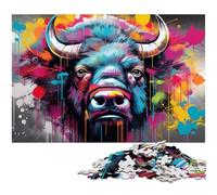 1000Pc Adults Jigsaw Puzzle Colorful Buffalo Puzzles for Adults for Teenagers & Family Fun - DIY Brain Teaser Game Gift 50x75CM/19.68x29.52inch