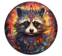 1000Pc Adults Jigsaw Puzzle Colorful Cute Raccoon Round Cardboard Jigsaw Family Interactive Game,Craft Gift with Colorful Artwork (67.5x67.5cm)