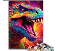1000Pc Adults Jigsaw Puzzle Colorful Dinosaur Made of Wood, for Teenagers Age Group 14+, Home Decor 50x75cm Educational & Fun Indoor Game for Home Decor