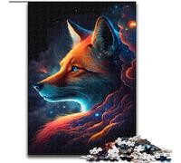 1000Pc Adults Jigsaw Puzzle Colorful Fox Made of Wood, Ideal for Family Fun, Relaxation 50x75cm for Teenager & Family Fun
