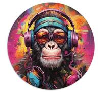 1000Pc Adults Jigsaw Puzzle Colorful Monkey Round Cardboard Puzzles Family Interactive Game,Brain Teaser Gift,Educational Toy (67.5x67.5cm)