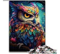 1000Pc Adults Jigsaw Puzzle Colorful Owl Made of Wood, Ideal for Family Fun, Relaxation 50x75cm for Teenager & Family Fun