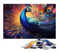 1000Pc Adults Jigsaw Puzzle Colorful Peacock Puzzles for Adults for Teenagers & Family Fun - DIY Brain Teaser Game Gift 26X38CM/10.23x14.96inch
