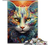 1000Pc Adults Jigsaw Puzzle Colorful Psychedelic Cat 1000 Pieces Puzzles for Adults Family Interactive Game, Brain Teaser Gift, Educational Toy 50x75cm