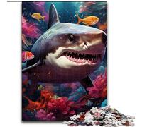1000Pc Adults Jigsaw Puzzle Colorful Shark Jigsaw Puzzles 1000 Pieces for Adults Perfect, Educational Toy (Size 50x75 cm)