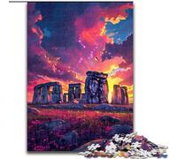 1000Pc Adults Jigsaw Puzzle Colorful Stonehenge Made of Wood, for Parents, Lovers, Friends - Age 14+ 50x75cm for Birthday Holiday Christmas