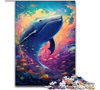 1000Pc Adults Jigsaw Puzzle Colorful Whale 1000 Piece Jigsaw for Birthdays, Holidays & Home Decor (Szie 50x75cm)