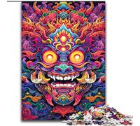 1000Pc Adults Jigsaw Puzzle Colourful Art Buddha Made of Wood, Fun Activity for at Home 50x75cm DIY Art Decor