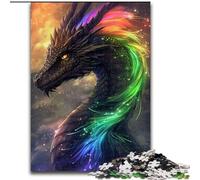 1000Pc Adults Jigsaw Puzzle Colourful Dragon Made of Wood, for Parents, Lovers, Friends - Age 14+ 50x75cm for Birthday Holiday Christmas