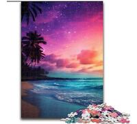 1000Pc Adults Jigsaw Puzzle Colourful Dream Beach Made of Wood, Fun Activity for at Home 50x75cm DIY Art Decor