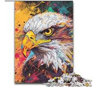 1000Pc Adults Jigsaw Puzzle Colourful Eagle Head Made of Wood, for Parents, Lovers, Friends - Age 14+ 50x75cm for Birthday Holiday Christmas