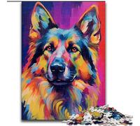 1000Pc Adults Jigsaw Puzzle Colourful German Shepherd Paintings Impossible Jigsaw Puzzles for Adults size 50x75cm Ideal for Family Fun, Relaxation