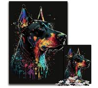 1000Pc Adults Jigsaw Puzzle Colourful German Shepherd Wooden Jigsaw Puzzles for Adults Family Activity, DIY Home Decor, 50x75CM/19.68x29.52inch