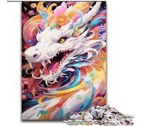 1000Pc Adults Jigsaw Puzzle Colourful Graffiti Flying Dragon Made of Wood, for Parents, Lovers, Friends - Age 14+ 50x75cm for Birthday Holiday Christmas