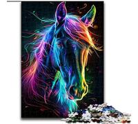 1000Pc Adults Jigsaw Puzzle Colourful Horses Made of Wood, Ideal for Family Fun, Relaxation 50x75cm for Teenager & Family Fun
