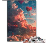 1000Pc Adults Jigsaw Puzzle Colourful Love Clouds Jigsaw Puzzle Made of Wood,Challenging DIY Brain Teaser, Interactive Family Game 1000pcs(50x75cm)