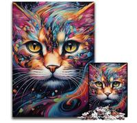 1000Pc Adults Jigsaw Puzzle Colourful Psychedelic Cat Jigsaw Puzzles for Adults Gift for Men And Women, Daily & Special Occasion 26X38CM/10.23x14.96inch