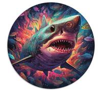 1000Pc Adults Jigsaw Puzzle Colourful Shark Round Cardboard Puzzles Suitable for Birthdays,Halloween,Thanksgiving,Easter (67.5x67.5cm)