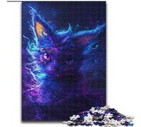 1000Pc Adults Jigsaw Puzzle Colourful Space Cats Made of Wood, Fun Activity for at Home 50x75cm DIY Art Decor
