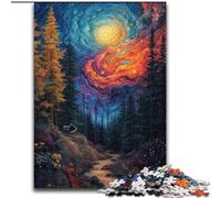 1000Pc Adults Jigsaw Puzzle Colourful Swirls in The Forest Made of Wood, Ideal for Family Fun, Relaxation 50x75cm for Teenager & Family Fun