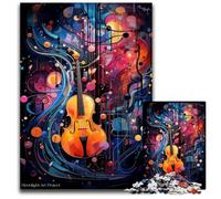 1000Pc Adults Jigsaw Puzzle Colourful Violin Art Difficult Puzzles for Adults Ideal for Lover, Perfect Christmas, New Year, Valentine's Gift 26X38CM/10.23x14.96inch