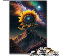 1000Pc Adults Jigsaw Puzzle Cosmic Sunflower Made of Wood, for Parents, Lovers, Friends - Age 14+ 50x75cm for Birthday Holiday Christmas