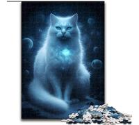 1000Pc Adults Jigsaw Puzzle Cosmic White Fox Jigsaw Puzzle Made of Wood,Challenging DIY Brain Teaser, Interactive Family Game 1000pcs(50x75cm)