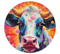 1000Pc Adults Jigsaw Puzzle Cow With The Circle Jigsaw Puzzles Challenging Brain Teaser for Teenagers, Family Fun Interactive Game 1000pcs (67.5x67.5cm)