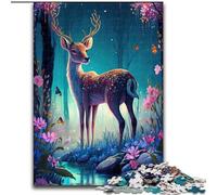 1000Pc Adults Jigsaw Puzzle Cute Deer Flower Made of Wood, Ideal for Family Fun, Relaxation 50x75cm for Teenager & Family Fun