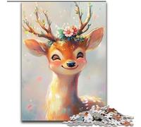 1000Pc Adults Jigsaw Puzzle Cute Sika Deer Puzzles for Adults 26X38CM Brain Teaser & Home Decor, Perfect