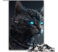 1000Pc Adults Jigsaw Puzzle Cyborg Cat Made of Wood, Idea, Humorous Artwork, Detailed Artwork 50x75cm for Birthday Holiday Christmas