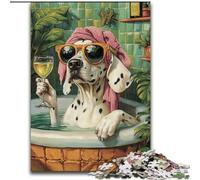 1000Pc Adults Jigsaw Puzzle Dalmatian in The Bathroom Jigsaws 1000 Pieces for Adults Family Interactive Game, DIY Home Decor Brain Challenge Gift 50X75CM