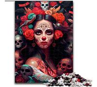 1000Pc Adults Jigsaw Puzzle Day of The Dead Made of Wood, for Parents, Lovers, Friends - Age 14+ 50x75cm for Birthday Holiday Christmas