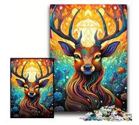 1000Pc Adults Jigsaw Puzzle Deer Psychedelic Art 1000 Pieces Puzzles for Adults Family Interactive Game, Brain Teaser Gift, Educational Toy Size 50x75cm