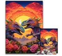 1000Pc Adults Jigsaw Puzzle Dinosaur Art Wooden Jigsaw Puzzles for Adults Perfect for Teenagers, Family Bonding, Brain Teaser & DIY Home Decor Gift 50x75CM/19.68x29.52inch