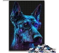1000Pc Adults Jigsaw Puzzle Doberman Pinscher Made of Wood, Fun Activity for at Home 50x75cm DIY Art Decor