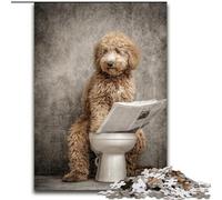 1000Pc Adults Jigsaw Puzzle Dog on The Toilet Impossible Jigsaw Puzzles for Adults Gift DIY Fun Suitable for Home Living Room Office Decoration (Size 50x75cm)