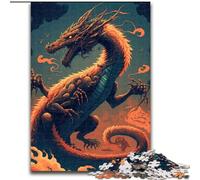 1000Pc Adults Jigsaw Puzzle Dragon Animal Made of Wood, Idea, Humorous Artwork, Detailed Artwork 50x75cm for Birthday Holiday Christmas