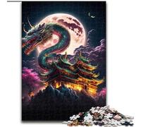 1000Pc Adults Jigsaw Puzzle Dragon Japanese Made of Wood, for Parents, Lovers, Friends - Age 14+ 50x75cm for Birthday Holiday Christmas